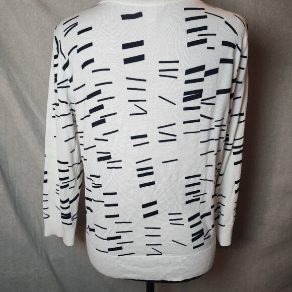 Halogen Womens Crew Neck Cardigan Sweater Size L 3/4 sleeves Preppy Office - Picture 3 of 8